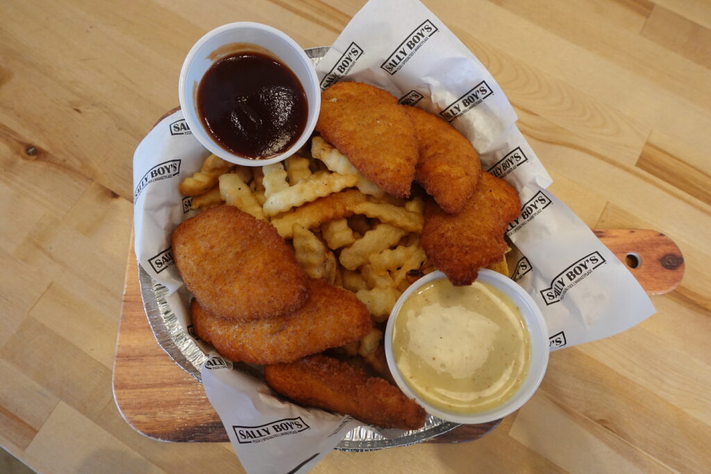 Chicken Fingers and Fries Crispy, Crunchy Perfection SallyBoys Pizza